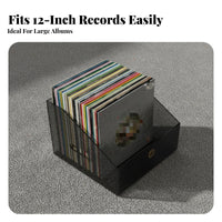 Vinyl Record Storage Box Retro Design Wooden LP Display Rack Large Capacity Wooden LP Storage Box for Audiophiles, Bookshelf