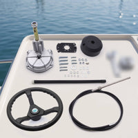 Mechanical Boat Steering System Kit Rotary Outboard Steering Kit Corrosion-Resistant Hardware Heavy-Duty for Diyers, Fishing Boats
