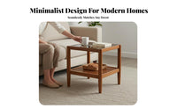 Space-Saving Design Two-Tier Glass Surface Table Mortise and Tenon Joinery Nightstand Stable Structure Household Furniture Slim Profile for Homeowners, Apartment Dwellers, Students, Living Room, Bedroom, Small Areas, Office