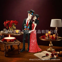 Halloween Skull Couple Resin Ornament