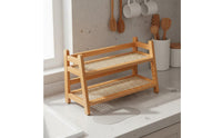 Desktop Cup Rack Draining Design Countertop Cup Holder Space-Saving Bamboo Desk Organizer for Coffee Station, Lavatory