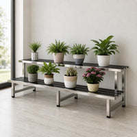 Stainless Steel Multi-Tier Plant Stand for Balcony Outdoor Garden, Integrated Floor-Standing Flower Pot Rack for Succulents and Greenery