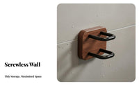 Solid Wood Construction Wall Mounted Comb Holder Damage-Effortless Removal No-Drill Hair Tool Organizer Space Saving for Dorm Room, Salon
