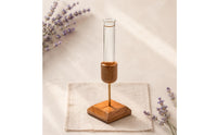 Desktop Glass Test Tube Vase Vertical Design Wood and Glass Vase Compact Size Home Decor