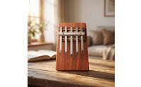 5 Note Thumb Piano Portable Acacia WoodCompact Musical Instrument for Beginners, Music