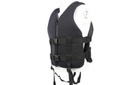 Black Neoprene Life Vest Plastic Buckles Zip Front Life Vest Textured Finish Personal Flotation Device Sturdy Materials for Adults