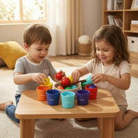 Color Sorting Bowl Set Rainbow Sorting Toy with Cups and Balls Cup and Ball Toy Preschool Wooden for Toddlers, Classroom