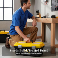 Toolbox with Removable Tray Secure Compartment Organizer Box Stackable