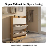 Entryway Footwear Storage Unit Space-Saving Design Tip-out Footwear Storage Unit Dust-Resistant for Apartment Dwellers, Homeowners, Narrow Areas