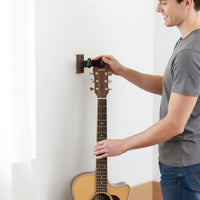 Anti-Slip Silicone Walnut Wood Guitar Mount Scratch Protection Weight-Activated Lock Guitar Hanger Space Saving Easy Installation for Studio, Practice Room