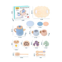 Role Playing Pretend Afternoon Tea Set Polished Edges Kids Afternoon Tea Toy Water-Based Paint Kids Wooden Food Toy for Preschoolers