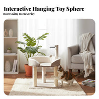 Sisal Scratching Posts Multi-Level Feline Condo Space-Saving Design 2-Tier Feline Tree Stable Base Pet Furniture Includes Dangling Toys for Felines, Kittens, Indoors, Indoor, Play Area, Apartment Living