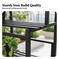 Supports Climbing Plants Rolling Plant Stand with Trellis Multi-Tier Design Tiered Metal Trellis Freestanding Flower Rack Space-Saving for Gardeners, Homeowners, Home Decorators, Balcony, Patio, Living Room, Office