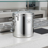 Stainless Steel Insulated Barrel Triple Layer Insulation Insulated Meal Carrier Leak-Resistant Thermal Soup Container for Caterers, Canteens