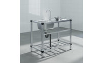 Rust Resistant Stainless Steel Utility Sink Heavy Duty Stainless Steel Sink with Stand Easy to Clean Freestanding Wash Basin with Shelf Large Capacity for Basement, Garage, Outdoor
