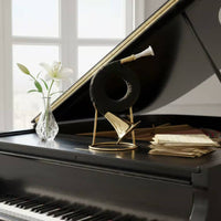 Brass Instrument Gold Colored French Brass Instrument Includes Stand Musical Equipment for Orchestra, Band, Practice