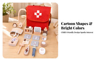 Cloth Wooden Doctor Backpack Set Carrying Handle Pretend Medical Role-Play Toy Flap Closure Wooden Medical Play Set Matching Accessories for Preschoolers