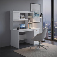 Multi-Functional Workstation Study Desk with Bookshelf and Drawers Spacious Desktop Computer Desk with Bookshelf Space Saving Design Home Office Furniture Anti-Collision Rounded Corners for Teens