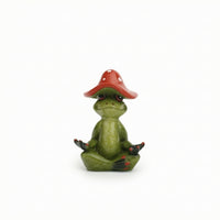 Cute Frog Figurine with Toadstool Hat Glossy Frog Statue with Toadstool Miniature Whimsical for Collectors, Desk, Bookshelf, Office, Fairy Garden
