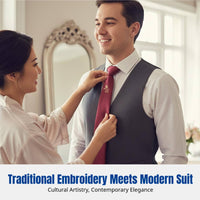 Chinese Style Red Tie, Double Happiness Symbol, Easy to Wear, Wedding Groom, Festive Necktie