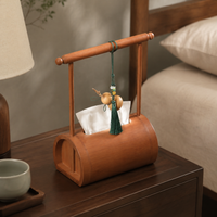 Bamboo Tissue Box Holder, Rectangular Tissue Box Cover 20x12x10cm, Decorative Ornament for Living Room, Pull-Out Tissues