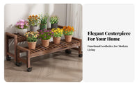 With casters Rolling Tiered Planter Rack Indoor & outsidedoor Use Plant Stand Floor-Standing potted Pot Shelf Weather-Resistant for Homeowners, Apartment Dwellers, Home Decorators, Balcony, Patio, Living Room, Corner Space