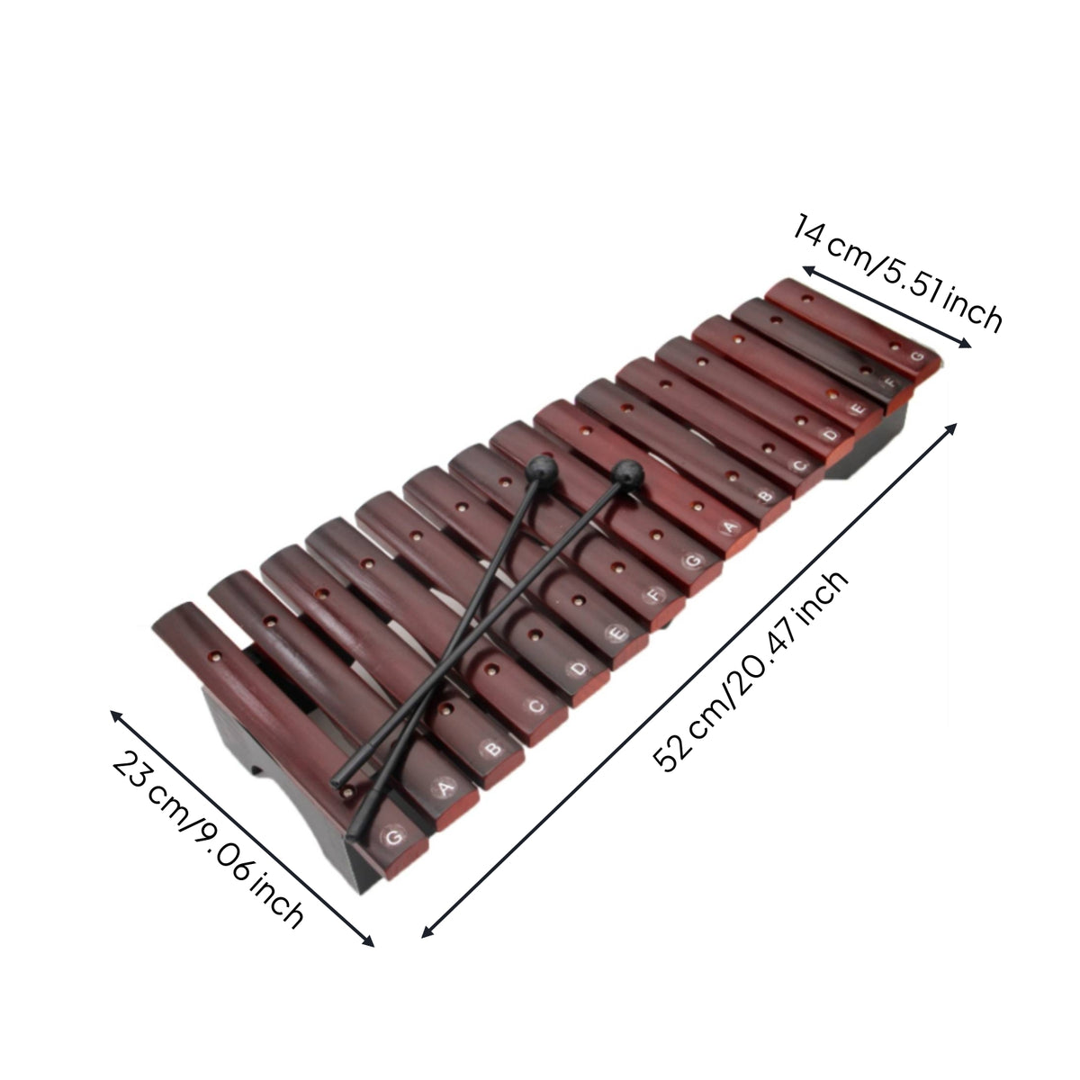 Faux Rosewood Finish-Style Finish 15 Note Xylophone Educational Music Education Teaching Instrument Child-Safe Wooden Xylophone for Toddlers, Beginners, Music Class, Classroom, Playroom
