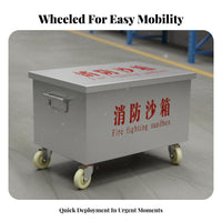 Stainless Steel Fire Sandbox With Wheels Fire Fighting Sandbox Rust-Resistant Rolling Flood Control Sand Box for Firefighters, Factories, Gas Stations