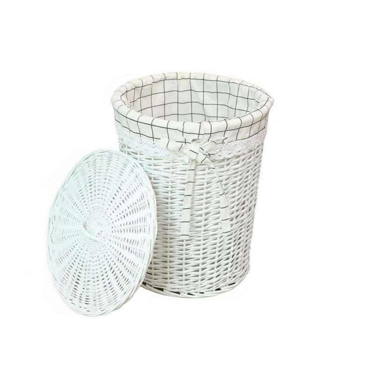 Natural Material Bamboo Basket Multi-Purpose Handwoven Rattan Clothes Basket Stylish Design Wicker Storage Bin Removable Liner Bags for Students