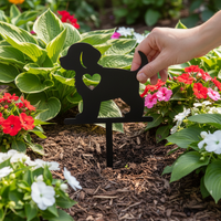 Metal Dog Silhouette Garden Stake Outdoor Yard Art Decoration