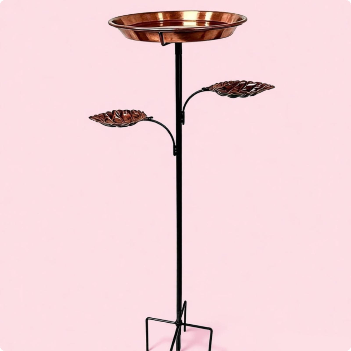 Leaf Tray Bird Feeder Stand Outdoor Decor Metal