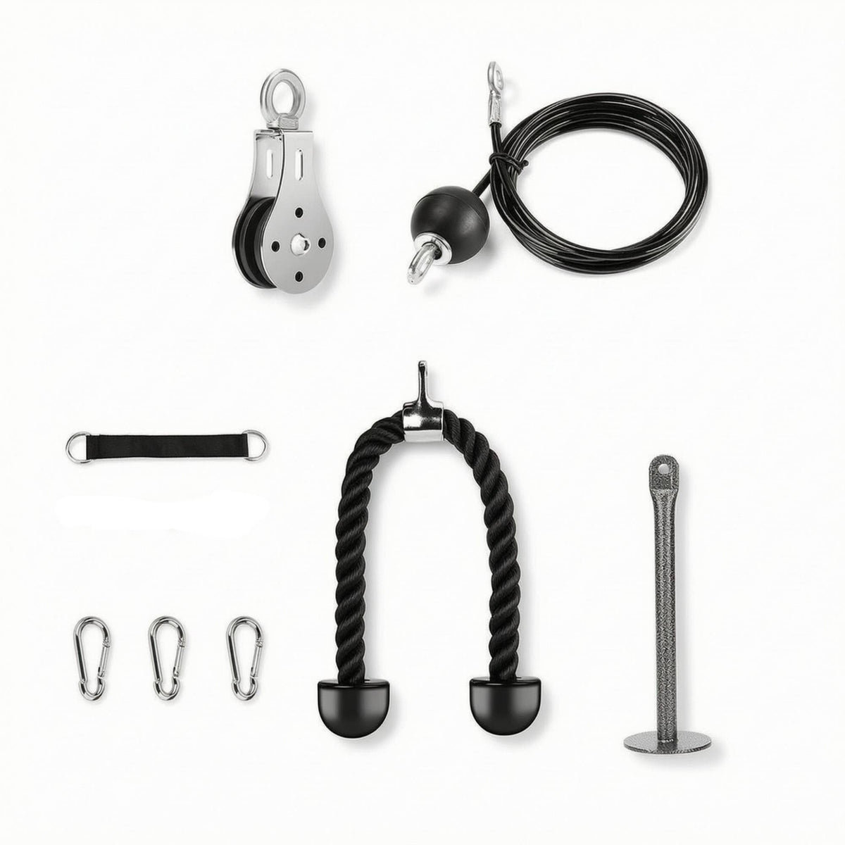 360-Degree Rotating Home Gym Pulley System Silent Pulley System with Tricep Rope Smooth Cable Machine Attachment Kit Heavy-Duty for Athletes