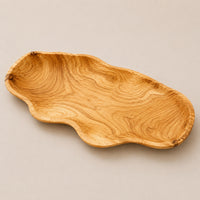 Solid Wood Peanut-Shaped Serving Tray, Carved from One Piece, Japanese Style