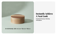Home Organizer Round Wood Storage Box Vintage Style Solid Wood Storage Box Lifting Strip
