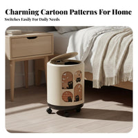 Rolling Waste Bin With Wheels Modern Wastebasket Bathroom Garbage Bin Large Capacity Lidded Trash Can Sturdy Plastic for Adults