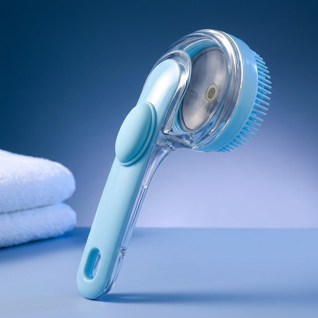 Cat Brush and Dog Brush for Grooming, Soft Silicone Shampoo Brush with Ergonomic Handle, Circular Brush Head for Dog Bath, Short Haired Pets