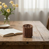 Pen Holder Cylindrical Woven Pencil Holder Boho for Vanity, Artists