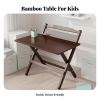 Space-Saving Adjustable Children's Desk Rounded Safety Corners Portable Student Desk Sturdy Construction Collapsible Bamboo Table Installation-without Cost for Children, Students, Small Areas, Dorm Room