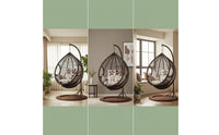 Hanging Basket Chair Freestanding Swing Chair with Stand Woven Furniture for Adults, Readers, Balcony, Living Room, Bedroom