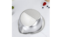 Perforated Rice Washing Bowl with Drainer Rolled Rim Strainer Bowl with Side Drainers Shallow Rice Washer Colander Sturdy for Vegetable Rinsing