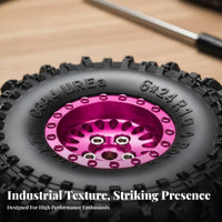 4 Pieces 11 Point 0 Inch Crawler Wheels High Grip Pattern 1/24 Scale Rock Crawler Tires RC Beadlock Wheel and Tire Set