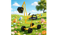 Sit-in Digger Toy Yellow Metal Frame Manual Digger Toy Hand Grip Controls for Children