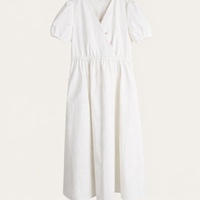 Summer Maxi Dress for Women UK with Puff Sleeves and V-Neckline, Beach Cover Up with Cinched Waist for Flattering Fit, Available in Extended Sizes