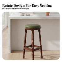 European Design Upholstered Swivel Stool High-Leg Design Bar Chair With Footrest Seating Furniture Sturdy Construction for Homeowners, Business Owners, Entertainers, KTV Lounge, Cafe, Kitchen Island, Dining Room