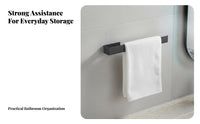 Drilldrillless Installation Adhesive Single Bar Holder Easy to Install Towel Hanger Space-Saving Bathroom Fixture Minimalist Design for Renters, Homeowners, Laundry Room, Kitchen, Closet, Entryway