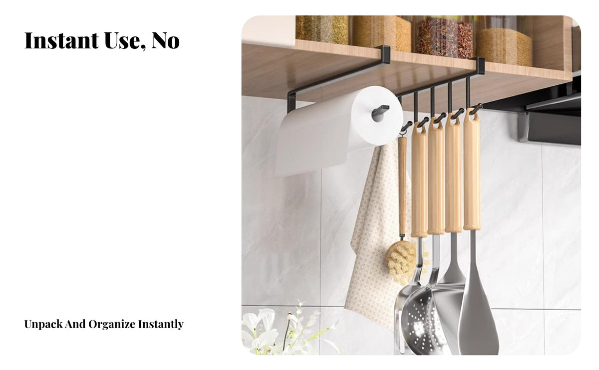 Drillcomplimentary Installation Under-Shelf Hook Rack Easy to Install Under-Shelf Hook Hanger Multi-Functional Kitchen Organizer Space-Saving Design for Apartment Dwellers, Home Cooks, Cabinet, Pantry, Bathroom, Entryway