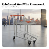 Heavy Duty Warehouse Picking Cart Long-Lasting Steel Construction Rolling Logistics Trolley Reinforced Bottom Metal Basket Cart Locking Casters for Stock Clerks, Retail Employees, Supermarket