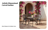 Ornate Metal Patio Table Weather-Resistant Round Ornate Garden Table sturdy Outdoor Furniture for Homeowners, Families, Courtyard, Balcony, Backyard