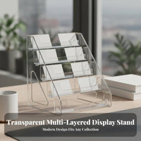 Clear Acrylic Display Stand Space-Saving Multi-Level Pin Holder Easy to Clean Tiered Display Stand for Collectors, Anime Fans, Desktop, Vanity