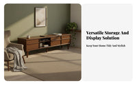TV Stand with Storage Sturdy Construction Wooden Entertainment Center Tapered Legs Mid-Period Contemporary Television Cabinet for Homeowners